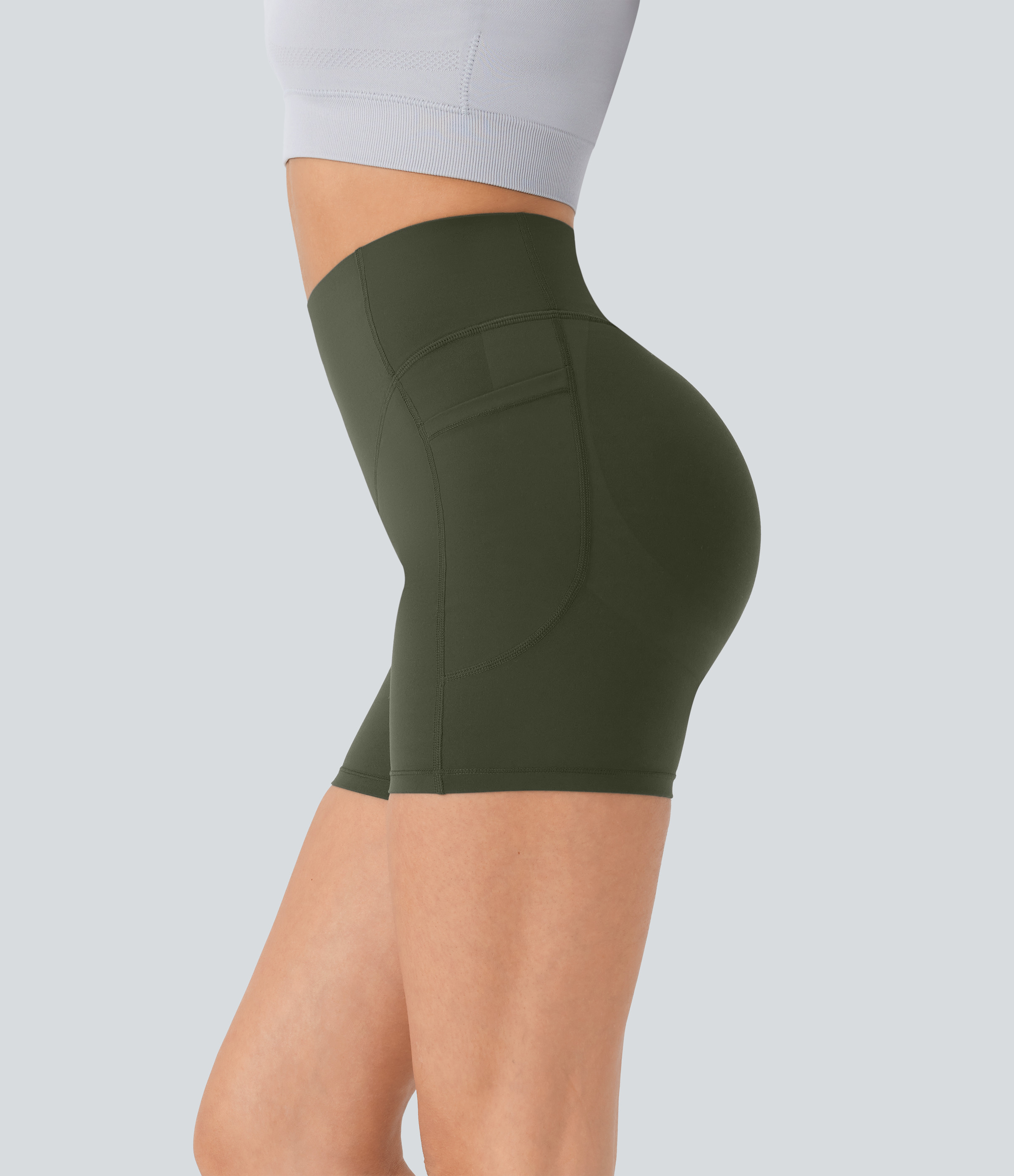 Halara Halara UltraSculpt™ SoCinched High Waisted Scrunch Butt Lifting Tummy Control Side Pocket Shaping Workout Biker Shorts 5''  - Mood Indigo - S | HALARA