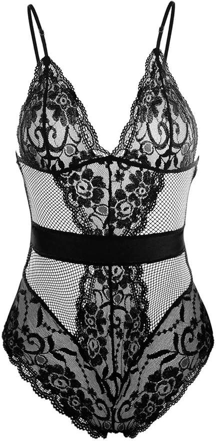Garmol Women Lingerie One Piece Fishnet Teddy Lace Cups Bodysuit Mesh Babydoll | Amazon (US)