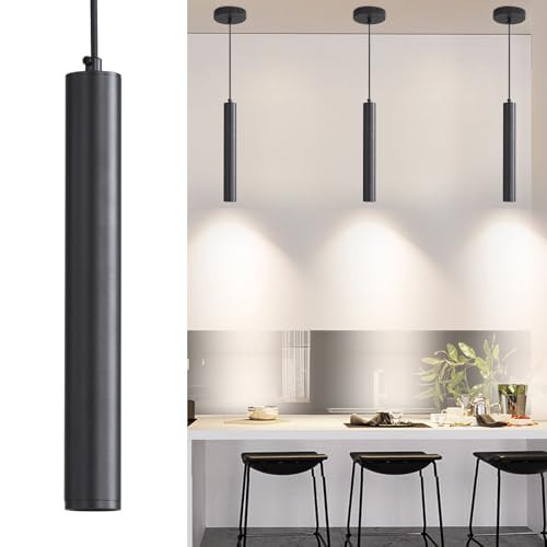 3 Pack Black Pendant Lights for Kitchen Island, Modern Minimalist Linear Hanging Light Fixtures, 3 Color 3000K/4500K/6500K, Ceiling Pendant Lighting for Dining Room, Bedroom, Hallway, Bedside | Amazon (US)