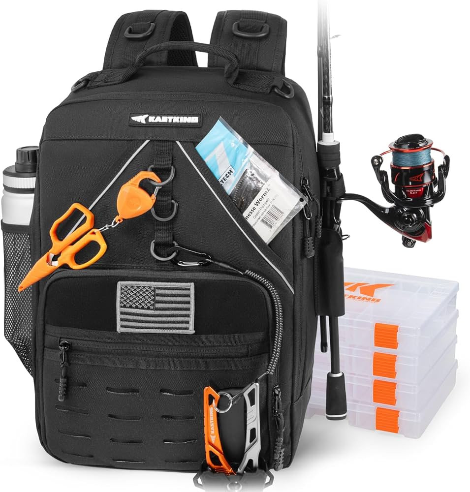 KastKing KarryAll Fishing Tackle Backpack with Rod Holder 4 Tackle Boxes,40/26L Tackle Bag Storag... | Amazon (US)