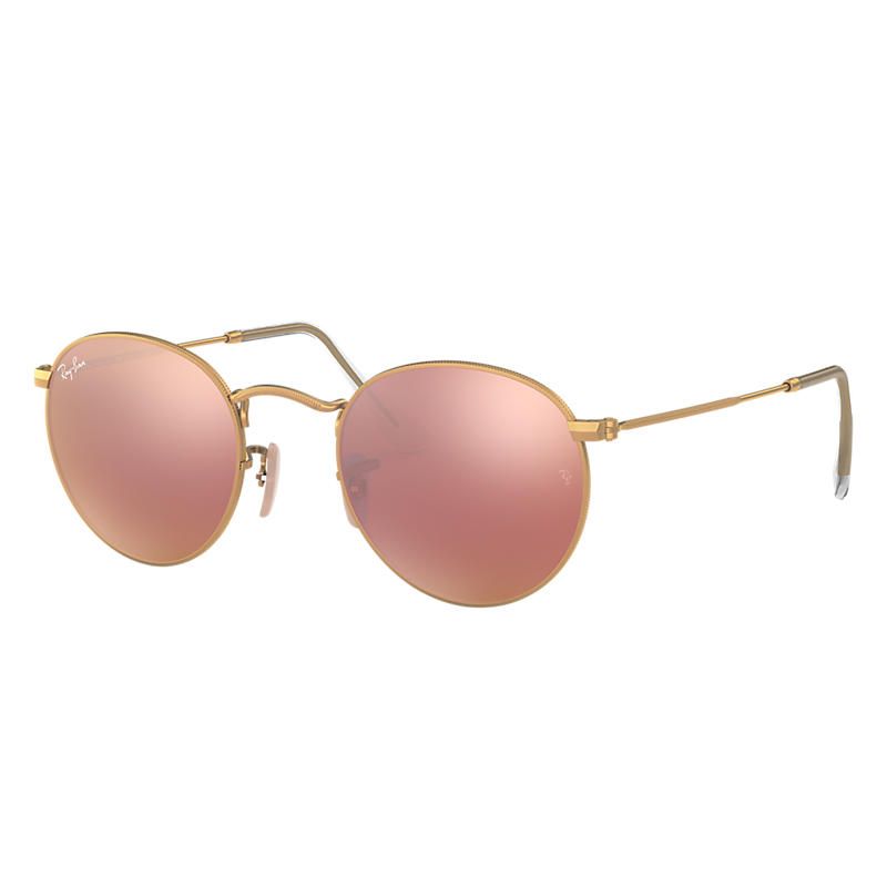 Ray-Ban Round Gold Sunglasses, Pink Flash Lenses - Rb3447 | Ray-Ban (US)