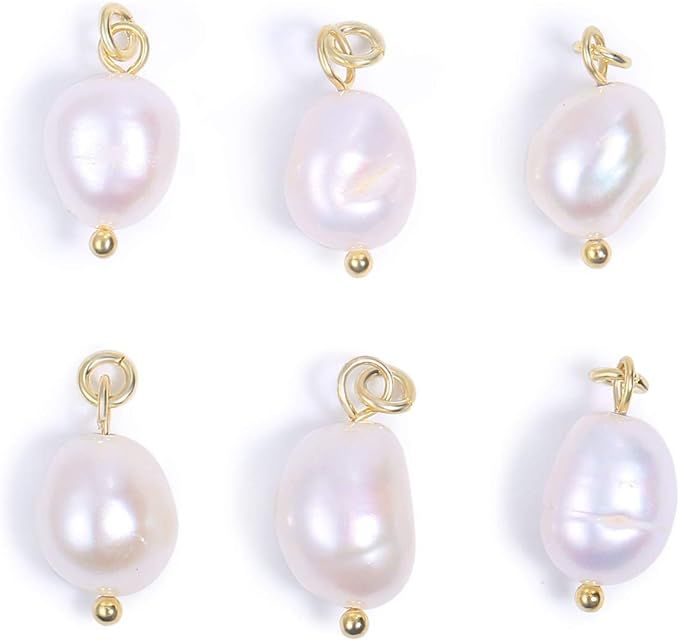 ALEXCRAFT Wholesale 6 PCS Freshwater Pearls for Jewelry Making Baroque Pearl Charms Small Freshwa... | Amazon (US)