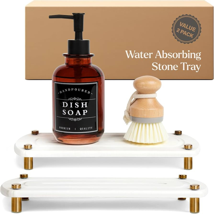 2PCS Absorbing Stone Soap Tray, Quick Dry Diatomaceous Earth Drying Rack | Amazon (US)