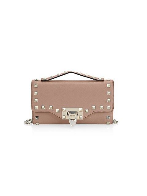 Rockstud Leather Wallet-On-Chain | Saks Fifth Avenue