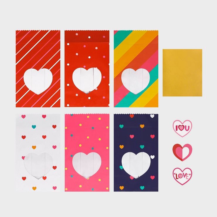 12ct Paper Valentine's Day Favor Bags Multicolored - Spritz™ | Target