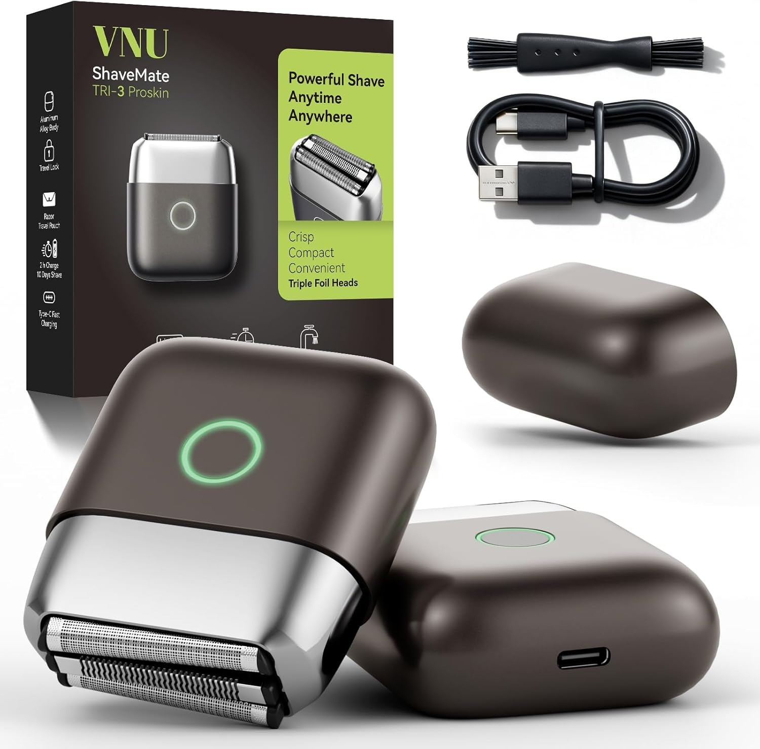 VNU Alloy Body Foil Shaver, Mini Pocket Shaver for Travel, Electric Razor for Men Face Beard, IPX... | Amazon (US)