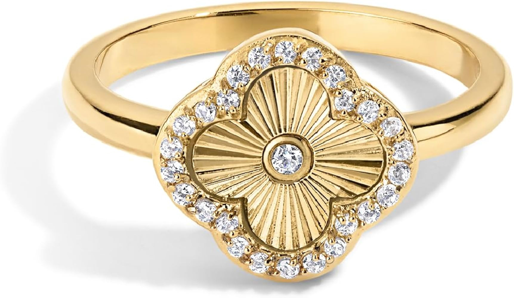 Electric Picks Icon 4 Leaf Clover Ring – 14k Gold Plated Yellow Stainless Steel – Lightweight... | Amazon (US)