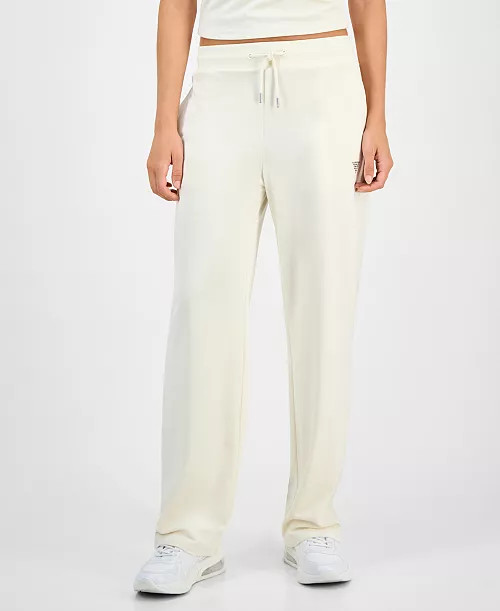 GUESS Women's Couture Straight-Leg Velour Pants - Macy's | Macy's