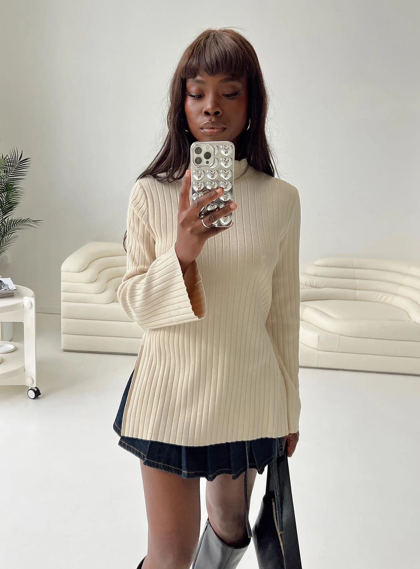 Allen Ribbed Sweater Cream | Princess Polly AU