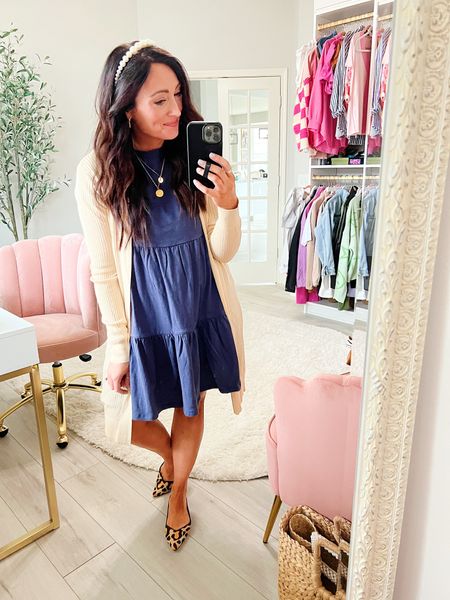 • small dress - true to size 
• medium cardigan but tts 
• I size up a whole size in flats 

#LTKFind #LTKstyletip #LTKunder50