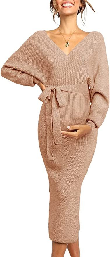 Chang Yun Maternity Nursing Dress Sweater Dress for Women Wedding Guest Dress Baby Shower Materni... | Amazon (US)
