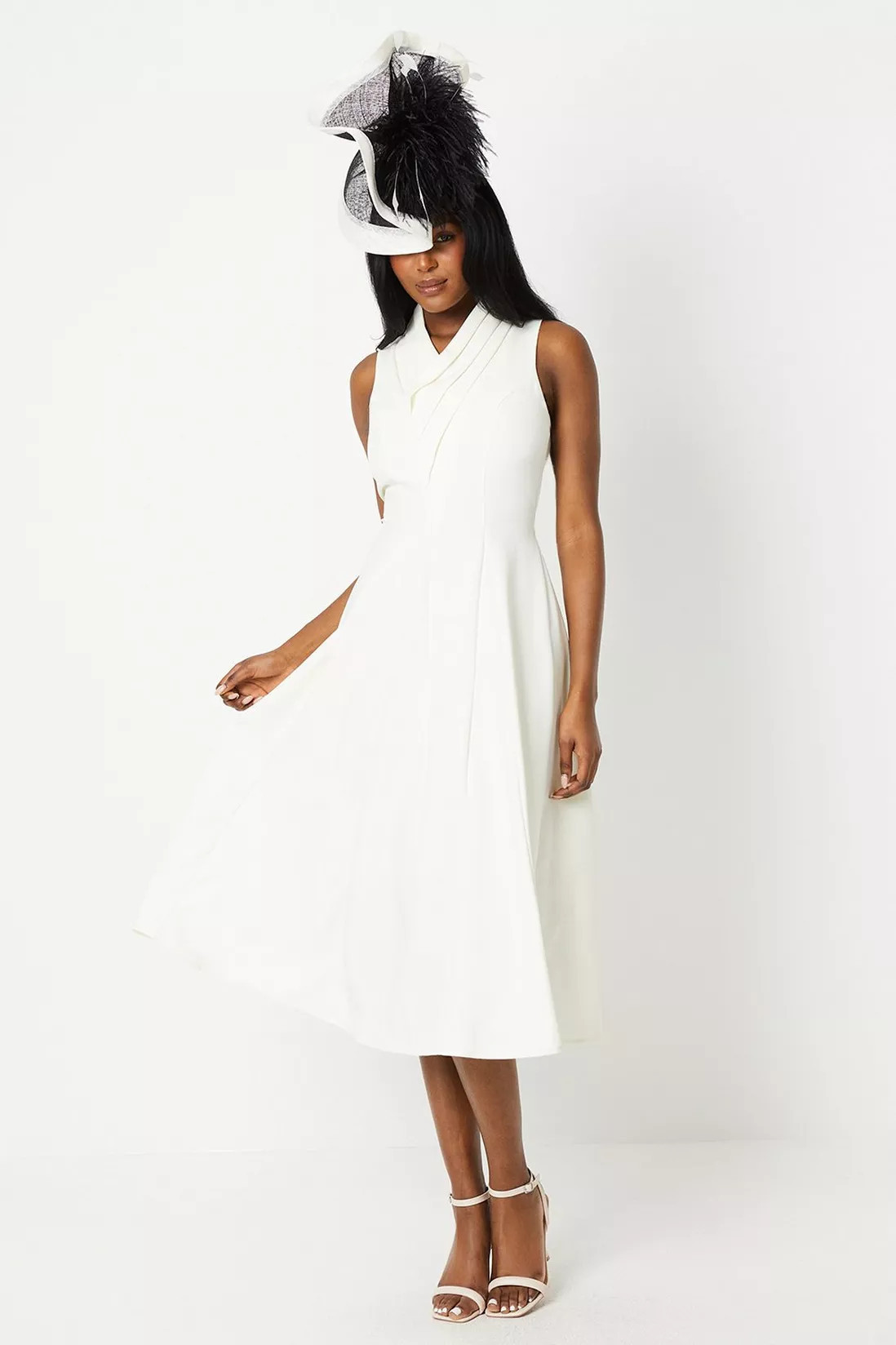 Dresses | Lisa Tan Crepe Pleat Collar Full Skirt Midi Dress | Coast | Coast UK & IE