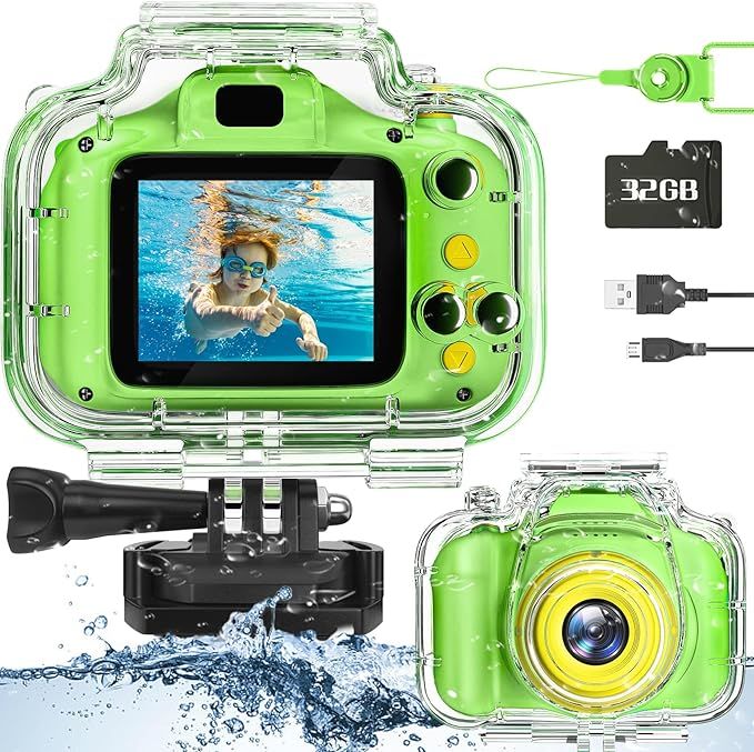 Miiulodi Kids Waterproof Camera - Birthday Gifts for 3 4 5 6 7 8 9 10 Year Old Boys 2 Inch IPS Sc... | Amazon (US)