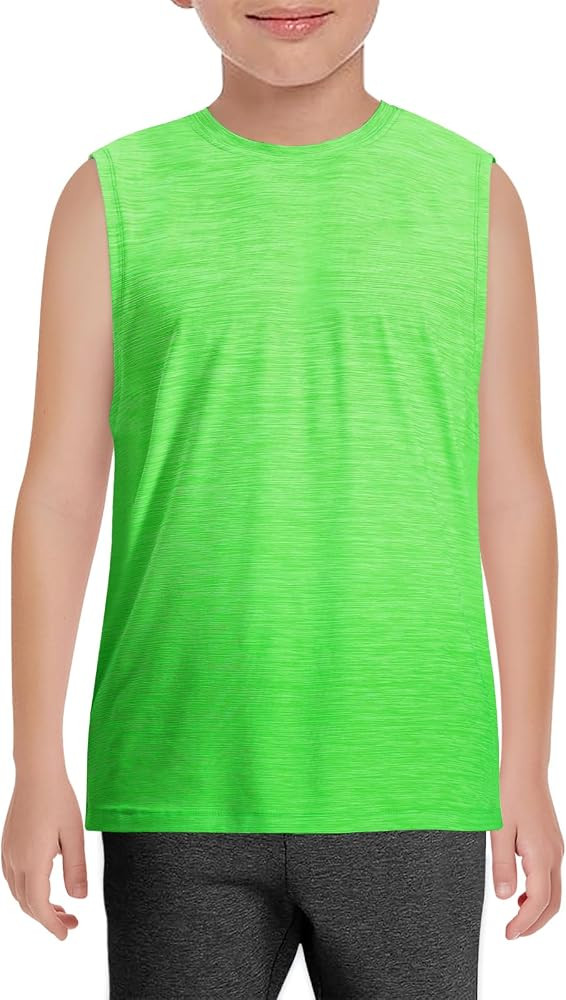 Boys Gradient Athletic Tank Tops Kids Dry Fit Sleeveless Crewneck Workout Shirts 5-14 Years | Amazon (US)