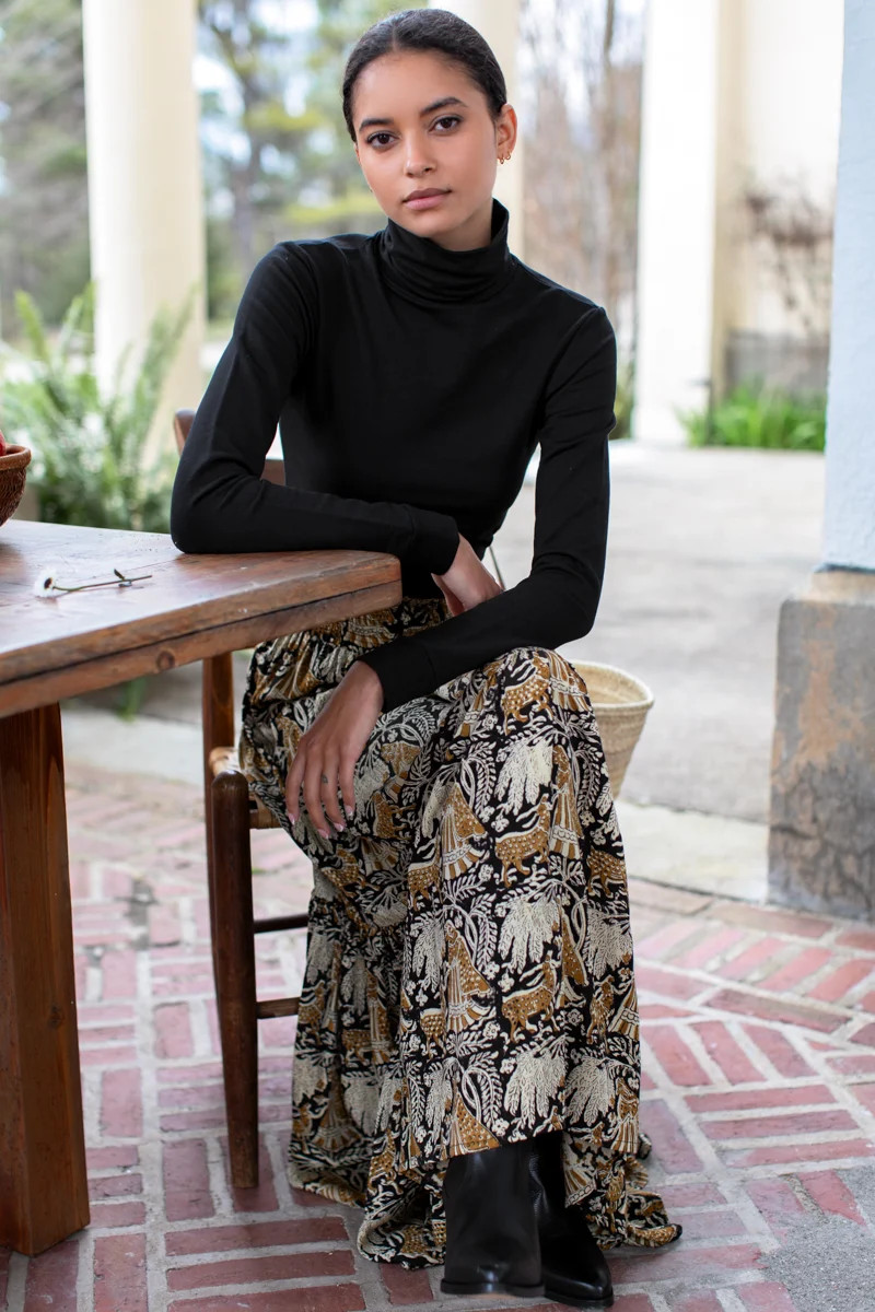 Shirred Skirt - Story Print | Emerson Fry
