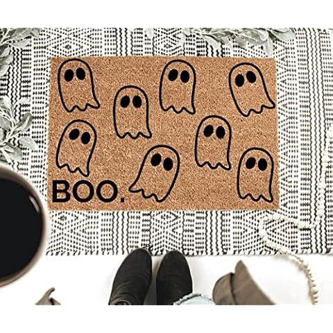 Welcome Doormat Natural Coco Coir Door Mat Boo Ghosts Full Halloween Funny (30" x 18") | Amazon (US)