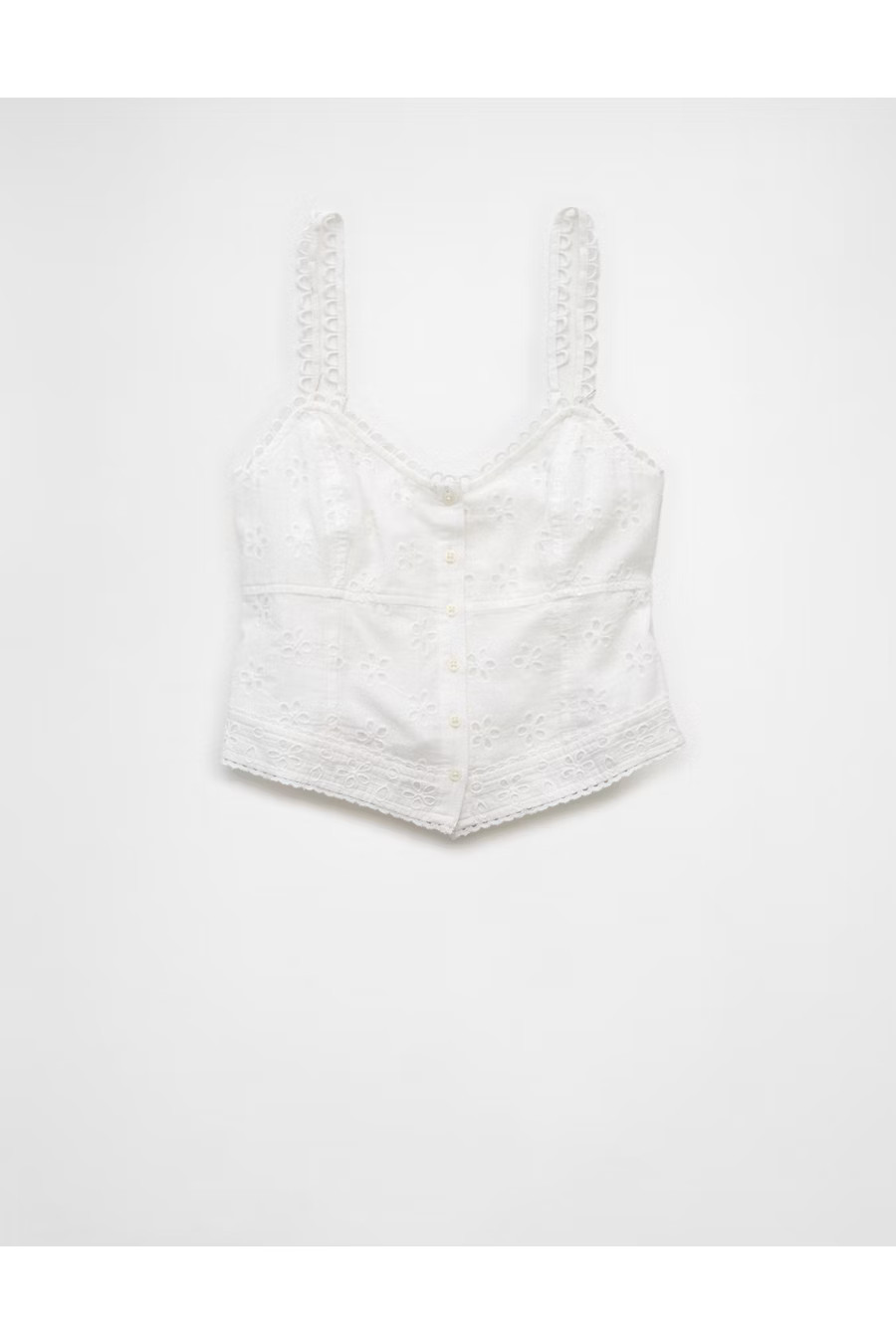 AE Button-Up Corset Tank Top Women's White L | American Eagle Outfitters (US & CA)