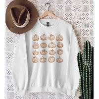 Cute Pumpkin Sweatshirt, Pumpkin Graphic Sweater, Faces, Fall Harvest Pumpkins, Halloween Gifts For Her, Mom | Etsy (US)