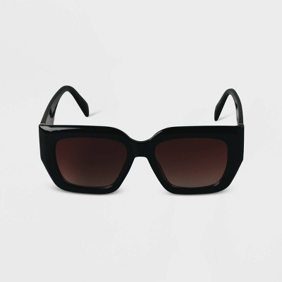 Women's Plastic Angular Square Sunglasses - A New Day™ Black: UV Protection, Recycled Material | Target