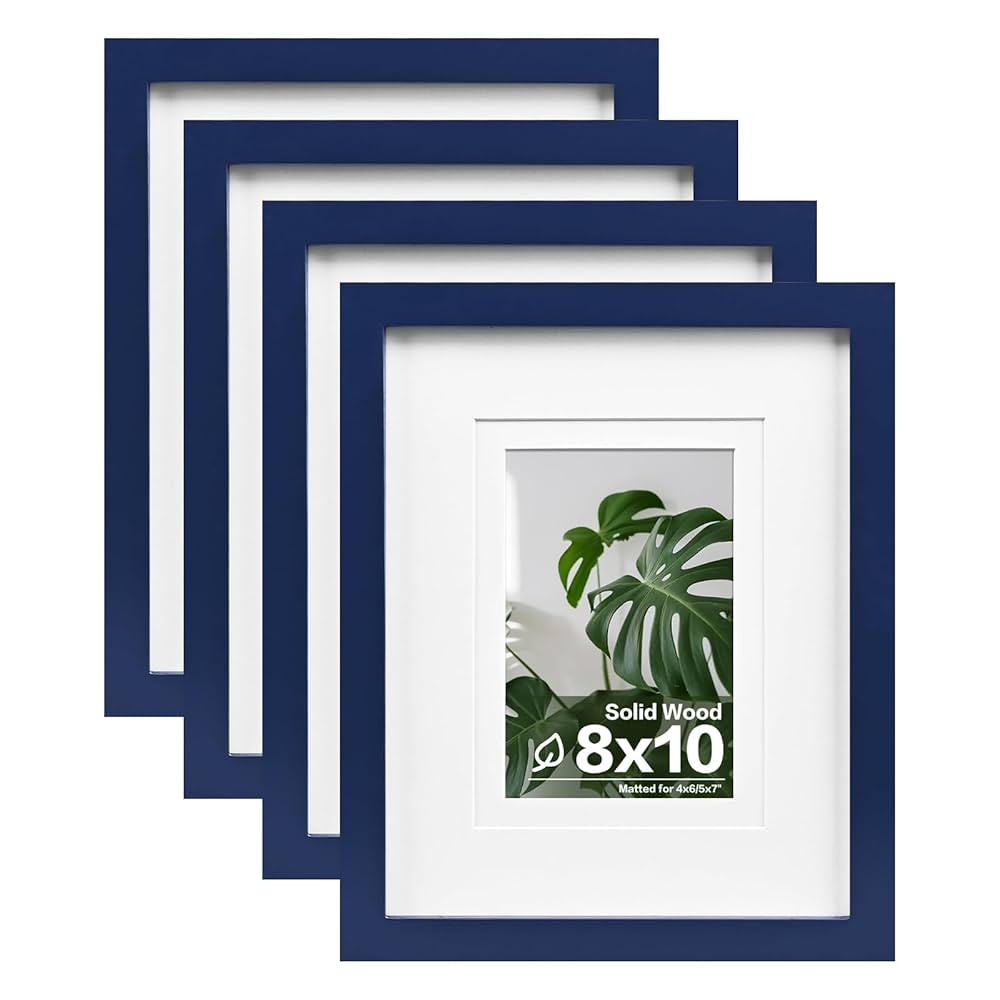 Egofine 8x10 Picture Frames 4PCS, Made of Solid Wood Display 4x6 and 5x7 with Mat Covered by Plex... | Amazon (US)