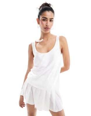 ASOS DESIGN scoop neck cami in satin in Cream | ASOS (Global)