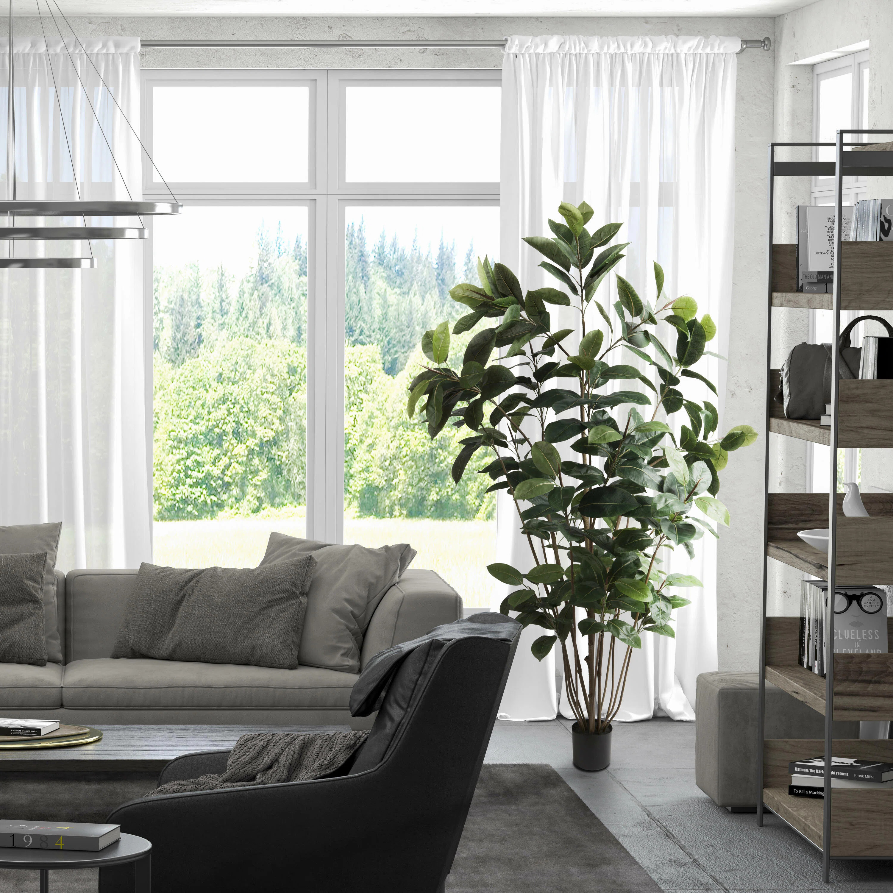 7' Potted Artificial Green Rubber Tree | Wayfair North America