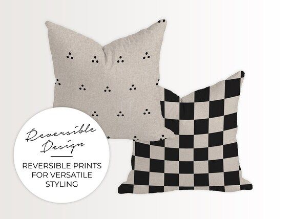Reversible Black Stripe Printed Pillow Cover | Etsy (US)