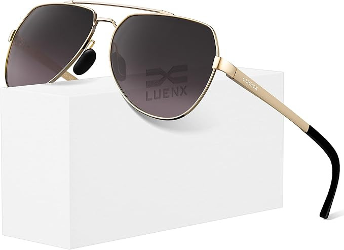 LUENX Aviator Sunglasses for Men Women Polarized New Shades Large Metal Frame - UV 400 Protection | Amazon (US)