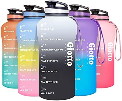 Giotto Large Half Gallon/64oz Motivational Water Bottle with Time Marker & Removable Strainer, Le... | Amazon (US)