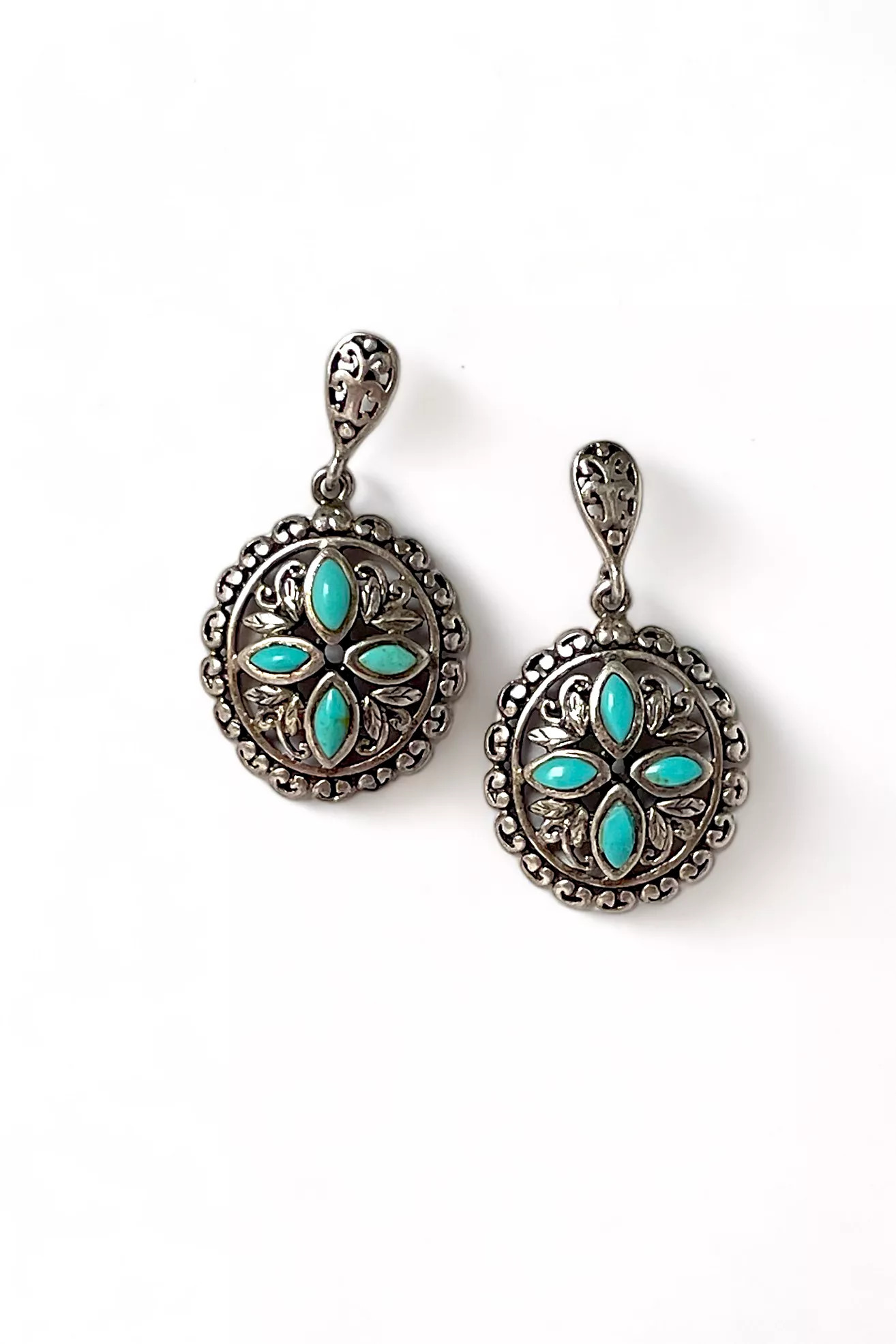 Vintage Turquoise Sterling Openwork Drop Earrings Selected by MARMALADE | Free People (Global - UK&FR Excluded)