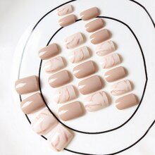 Marble Pattern Fake Nails 24pcs With Tape | SHEIN
