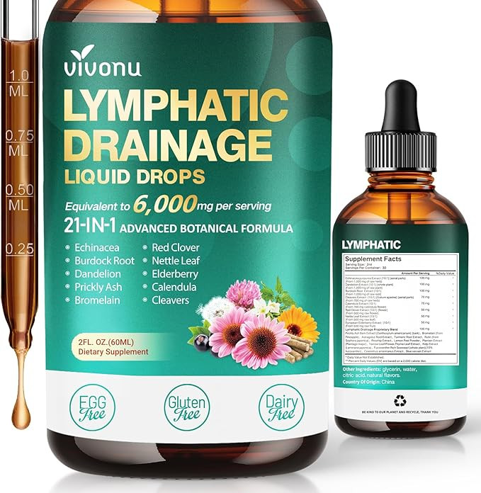 21-in-1 Lymphatic Drainage Drops for Liposomal, 6000mg Immune & Lymph System Support Supplement f... | Amazon (US)