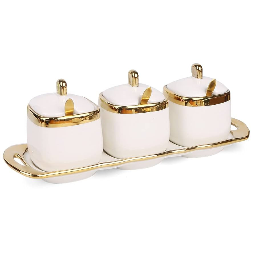 Sugar Bowl with Lid and Spoon, Ceramic Salt Containers for Countertop, Salt and Sugar Container S... | Amazon (US)