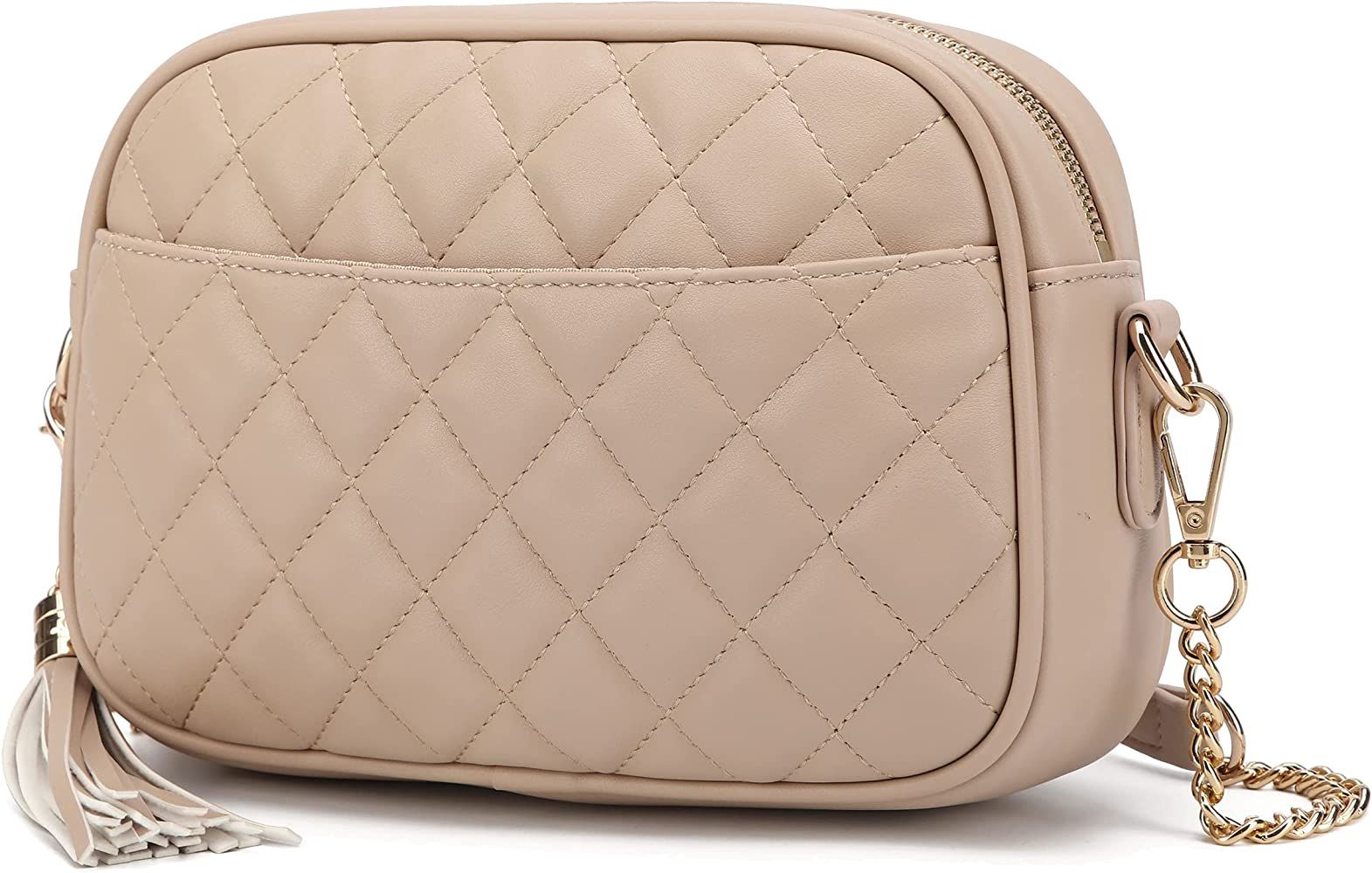 Lola Mae Quilted Crossbody Bag, Medium Lightweight Shoulder Purse Top Zipper Tassel Accent | Amazon (US)