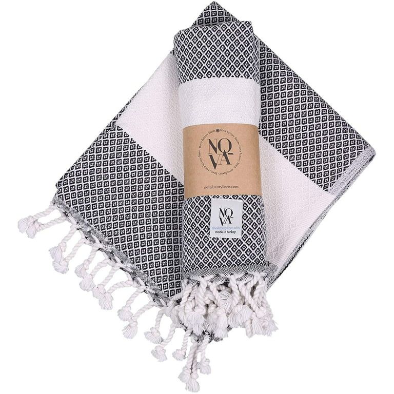 Luxury Linen Turkish Hand Towels for Bathroom Set of 2, Diamond Weave Soft Cotton, 16 x 40 Inches... | Walmart (US)