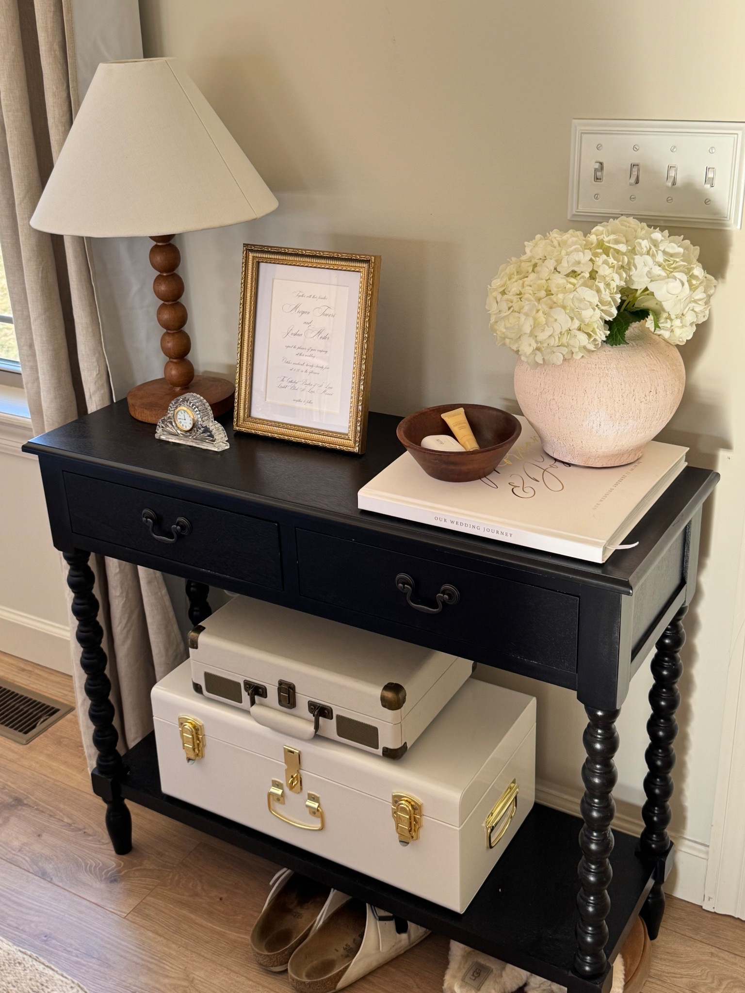 Entry table updates! 

Clock & bowl are thrifted. Frame is Home Goods. Vase is discontinued from Target 

#LTKStyleTip #LTKSpringSale #LTKHome