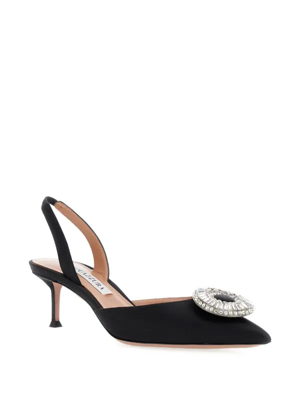 Aquazzura Crystal Hoop Slingback Pumps | Black | FARFETCH SI | Farfetch Global