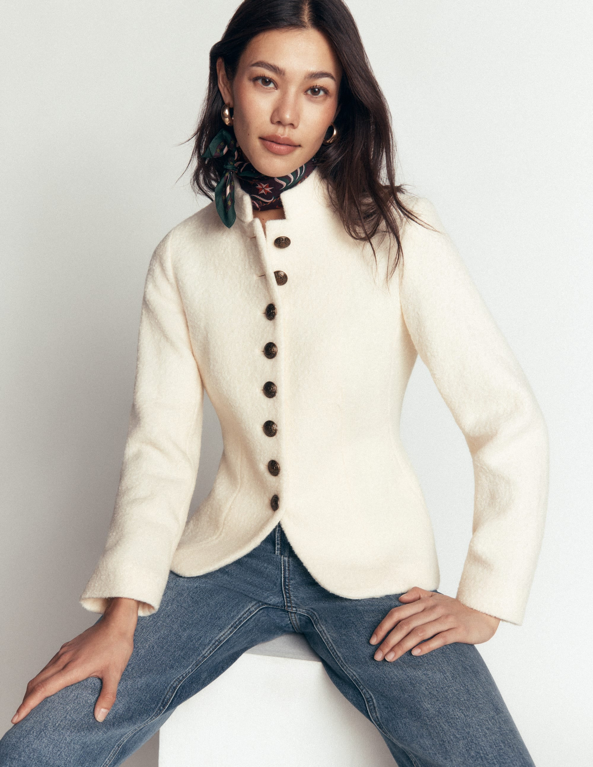 Hereford Boiled Wool Jacket-Ivory | Boden (US)