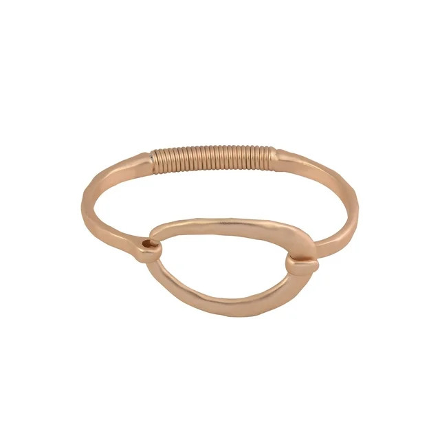 The Pioneer Woman Metal Worn Gold-Tone Hammered Open Oval Latch Bracelet, Women's | Walmart (US)