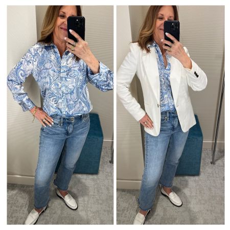 I tried a new top Today.  The color and print are gorgeous.  Wear it with white pants, jeans or a skirt. 

Top fits tts.

#LTKworkwear #LTKSeasonal #LTKover40