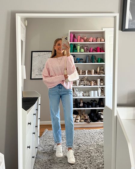Winter outfit ideas / winter to spring transition outfit idea featuring new American eagle arrivals. 

Love this sweater perfect for this time of year (wearing size small) with these straight leg jeans (wearing size 00 regular and am 24” waist and 5’2”) 