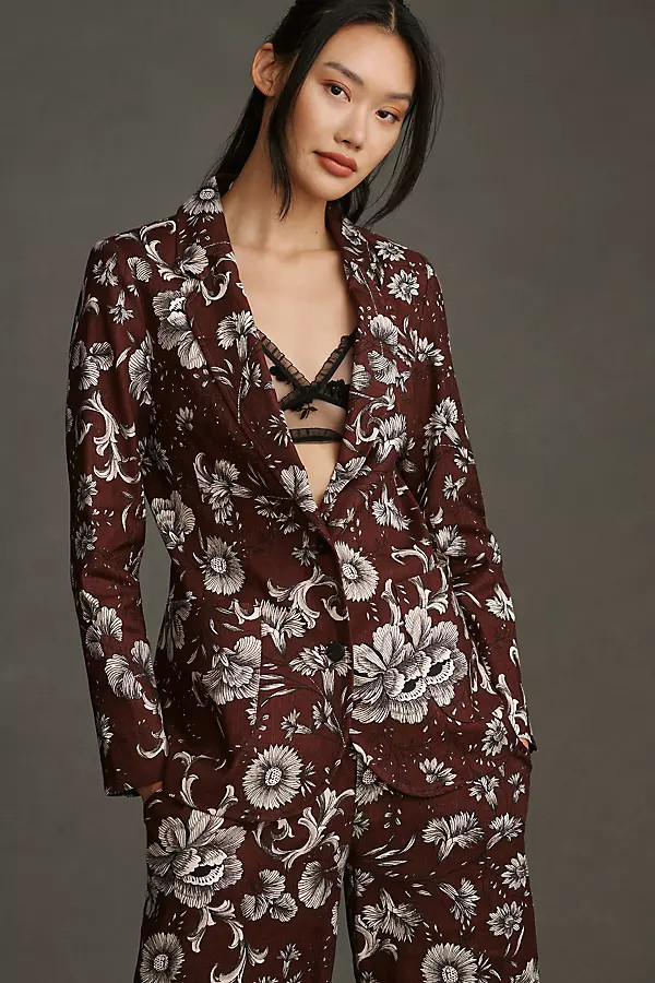 By Anthropologie Printed Linen Blazer | Anthropologie (US)
