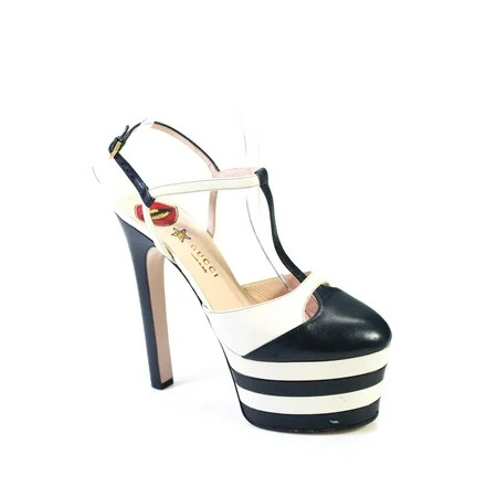 Pre-owned|Gucci Womens Angel Striped Platform Ankle Strap Angel Pumps Blue White Leather 3 | Walmart (US)