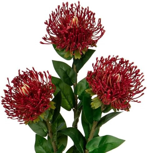 Hollyone 3Pcs Red Artificial Flowers Mums Fall Spider Mum Flower Silk 28.3'' Long Stem Fake Chrys... | Amazon (US)