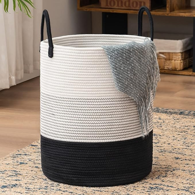 Woven Rope Laundry Hamper Basket by YOUDENOVA, Tall Luandry Basket, Baby Nursery Hamper for Blank... | Amazon (US)