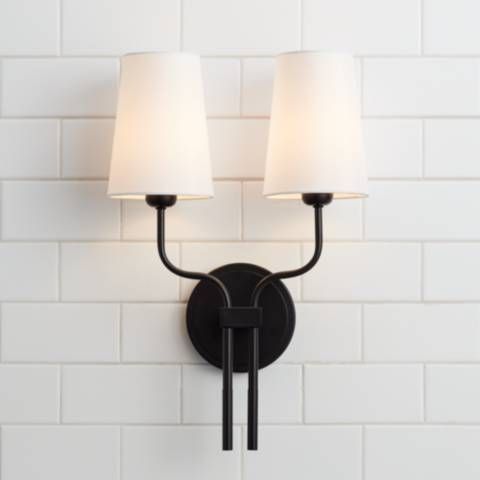 Melody 19 1/2" High Black Metal 2-Light Wall Sconce | LampsPlus.com