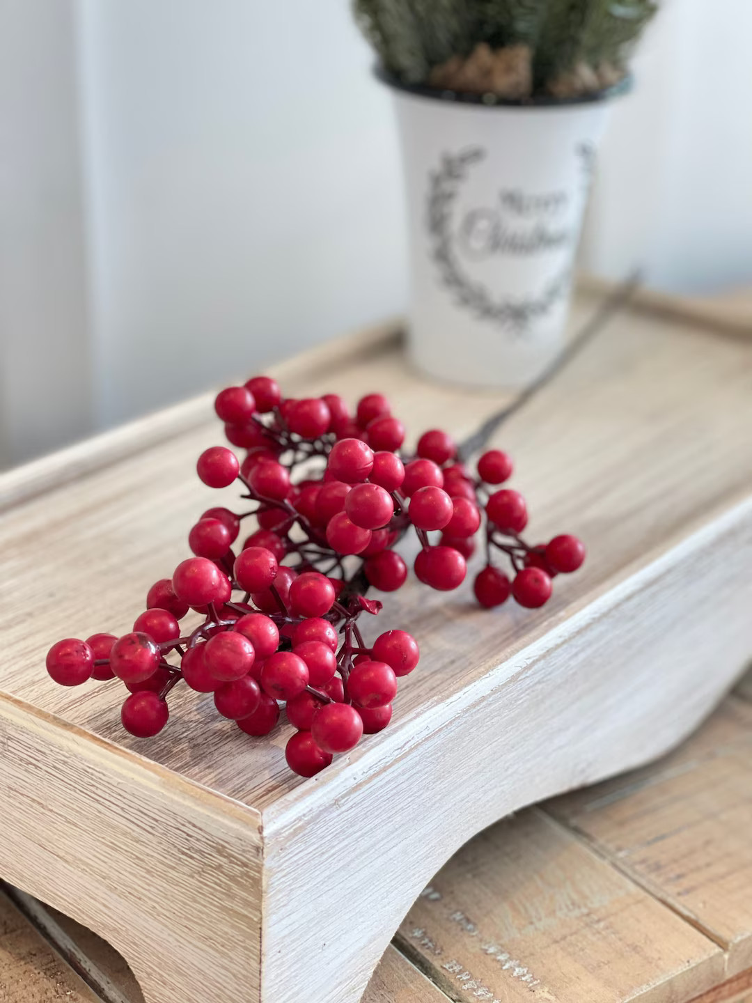 Red Christmas Berries, Matt Weatherproof Berry Pick, 18 Inch Red Berry Stem, Weatherproof Coating... | Etsy (US)