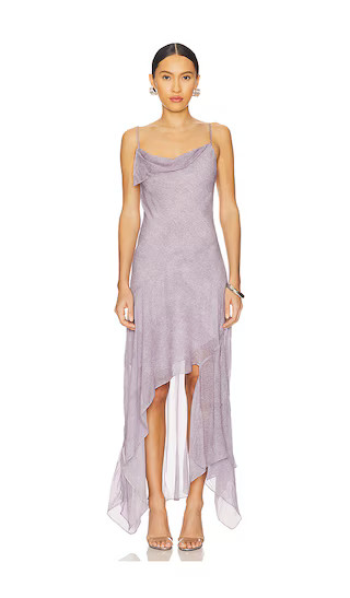 Tallis Asymmetrical Dress in Lilac Denim Print | Revolve Clothing (Global)