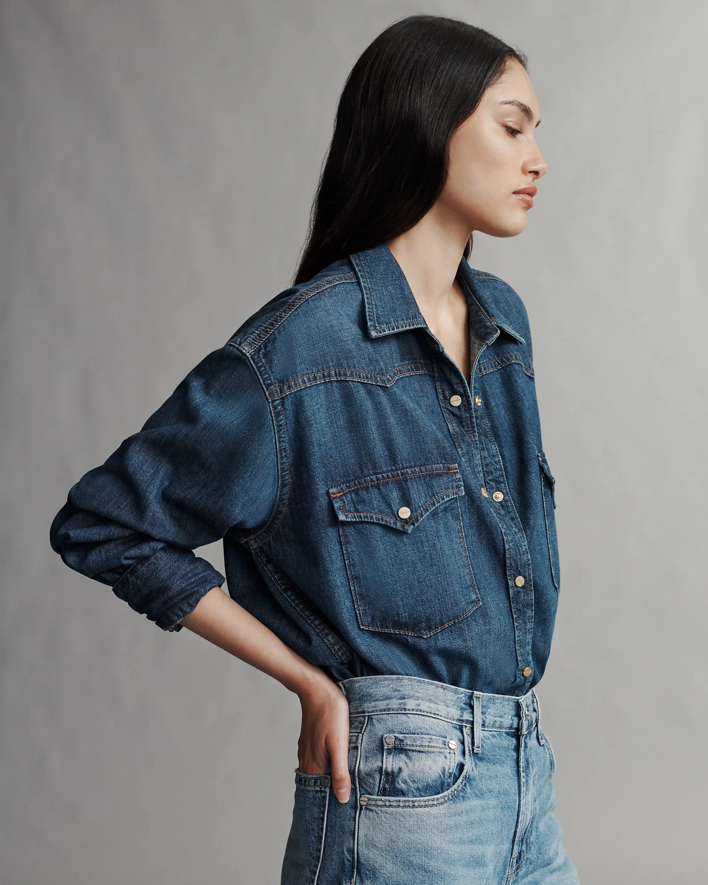 OG Supersized Ranchers Shirt in Denim Shirting | TWP