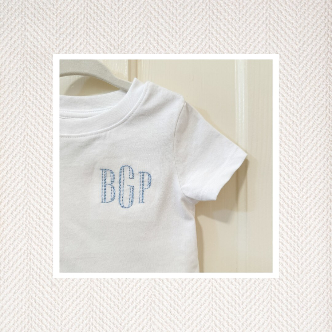 Custom Hand Embroidered Shirt, Hand Stitch, Boy Monogram, Monogram, Initials, Classic, Embroidery... | Etsy (US)